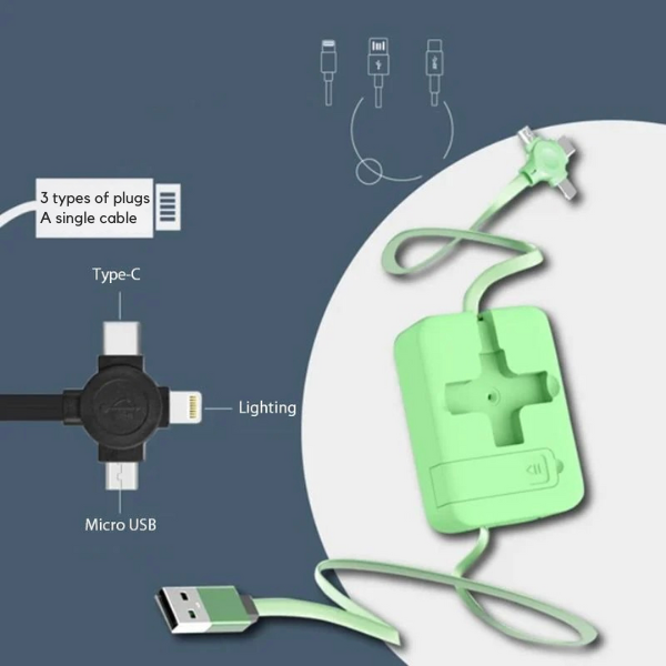 Kabel 3 v 1 s retractable - Univerzálnost a přenosnost 