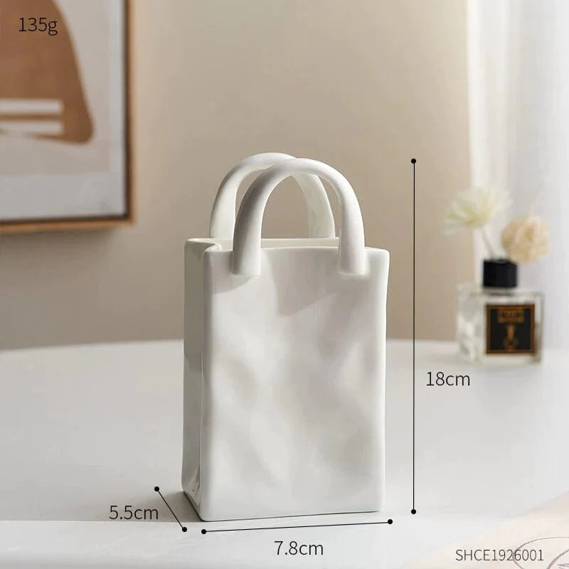 Originelle Vase in Form einer Handtasche 